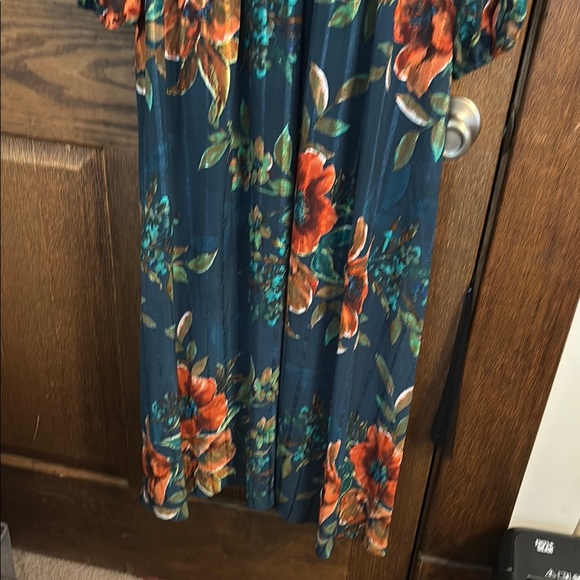 Not for sell! Sold in a trade! 
Floral Maxi Dress - Teal and Orange - Picture 3 of 7